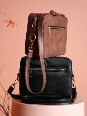 Elegant leather designer bags showcased against a soft background, ideal for fashion displays.